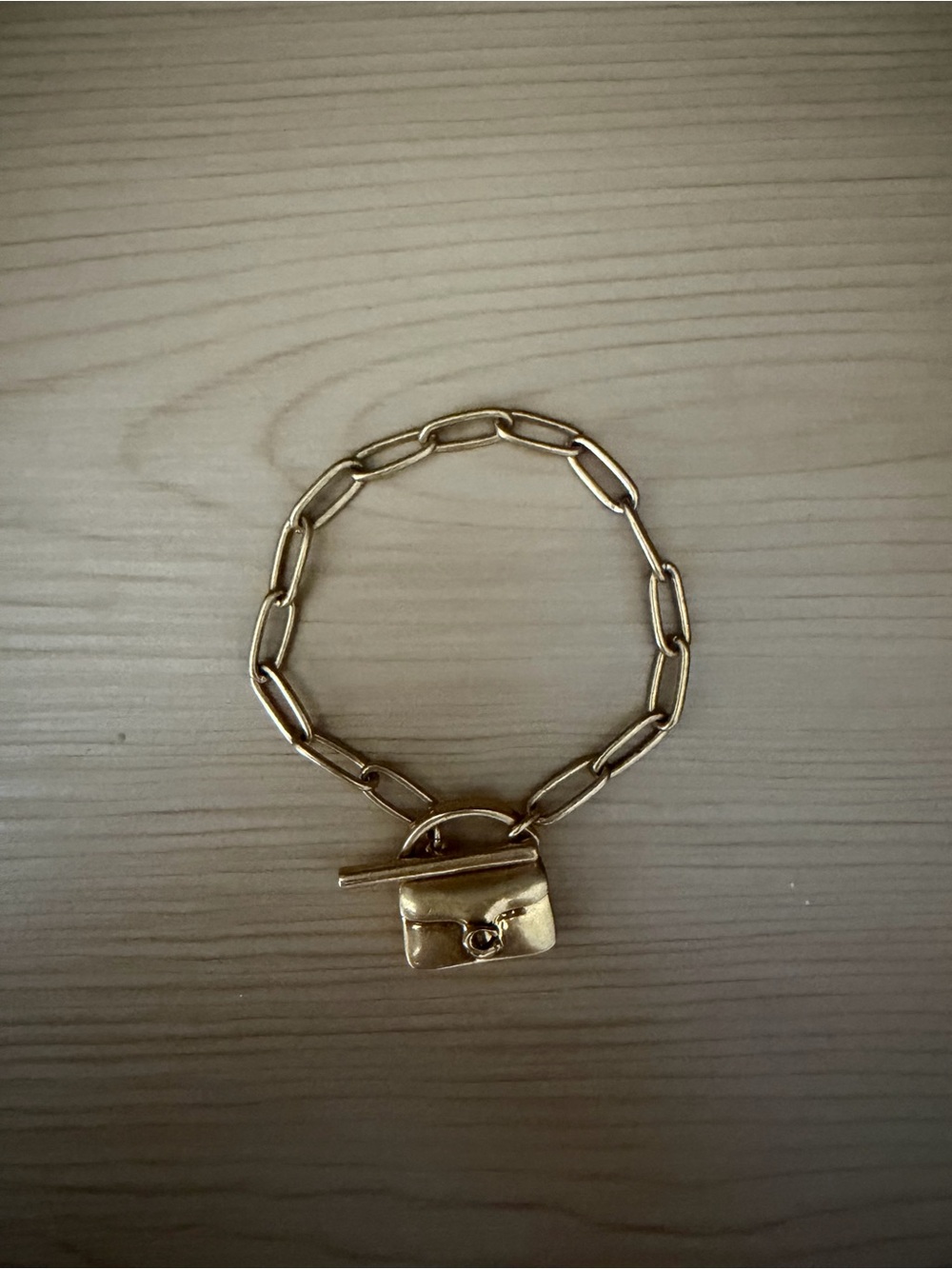 Coach Gold Link Bracelet with Purse Charm